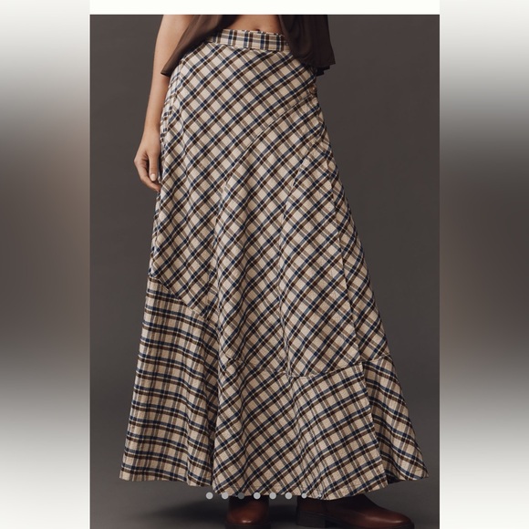 Anthropologie seamed plaid wrap maxi skirt - Picture 3 of 7